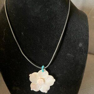 Pink Mother-of-Pearl Flower Pendant